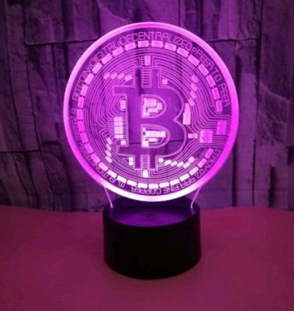 Bitcoin 3D visual stereo lighting Colorful touch 3D night light