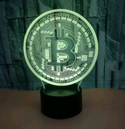Bitcoin 3D visual stereo lighting Colorful touch 3D night light
