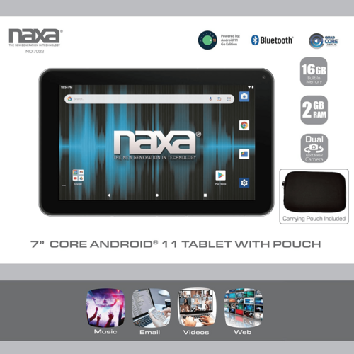 Naxa 7" Core Tablet with Android 11 Black - Refurbished
