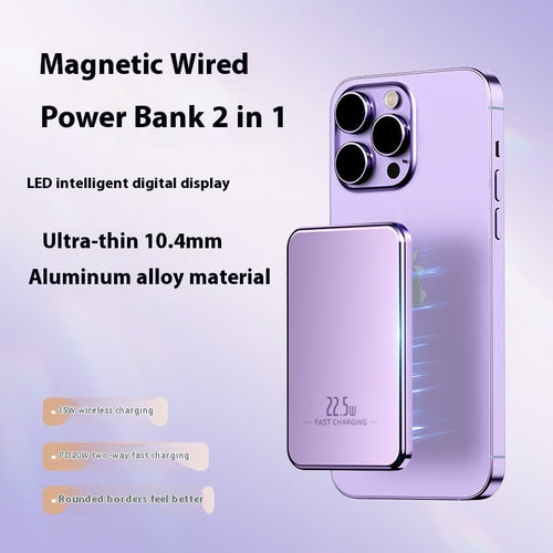 MagSafe Magnetic 15W Power Bank with 10000mAh Capacity and Alloy Shell