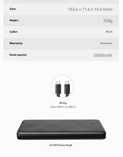 Compact Power Bank PD20W with Fast Charging and Dual Ports