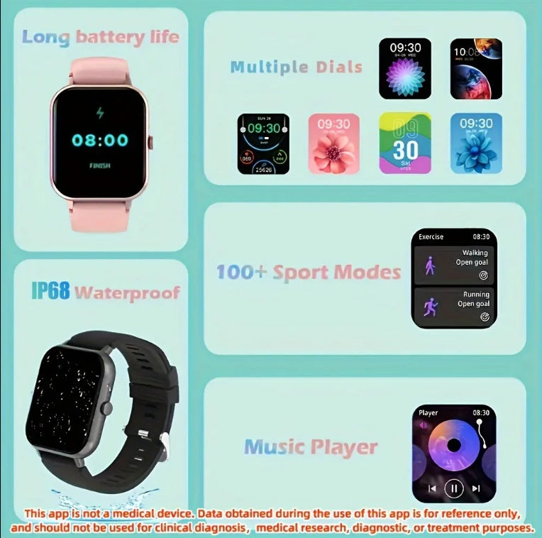 Z Square Smartwatch Women Sport Mode Fitness Tracker Waterproof Smart Watch Men For IOS Android