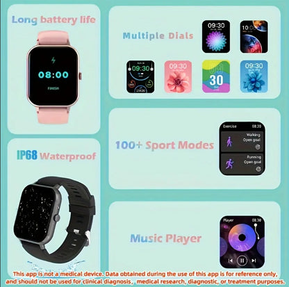 Z Square Smartwatch Women Sport Mode Fitness Tracker Waterproof Smart Watch Men For IOS Android