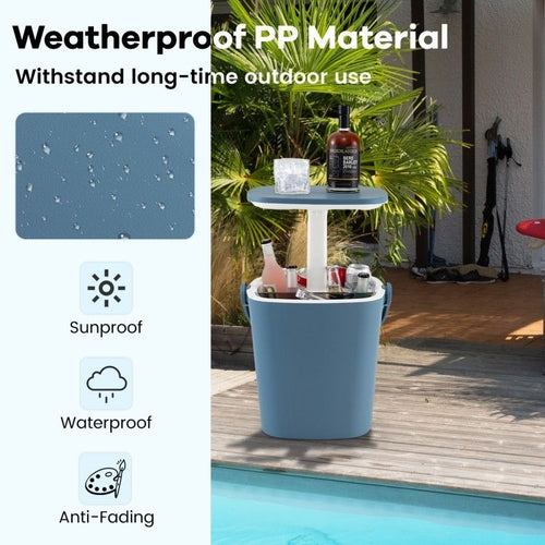 3-in-1 Portable Cooler Bar Table with Bottle Opener and Lift Top Lid