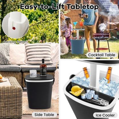 3-in-1 Portable Cooler Bar Table with Bottle Opener and Lift Top Lid