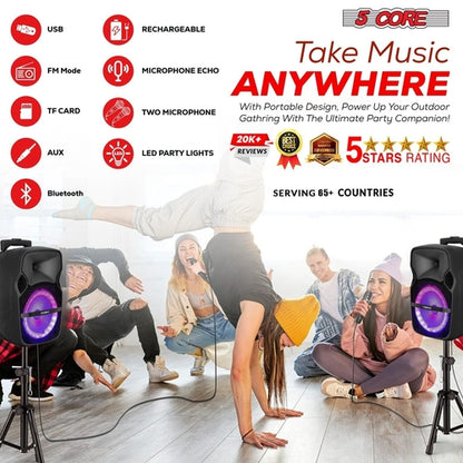 5 Core Party Speaker Bluetooth 250W Big Monster Powered Rechargeable