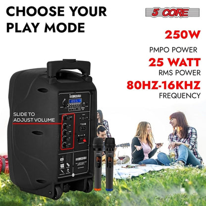 5 Core Party Speaker Bluetooth 250W Big Monster Powered Rechargeable