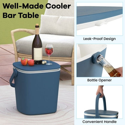 3-in-1 Portable Cooler Bar Table with Bottle Opener and Lift Top Lid
