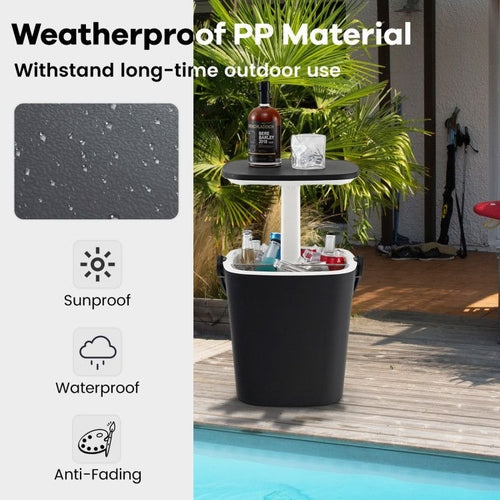 3-in-1 Portable Cooler Bar Table with Bottle Opener and Lift Top Lid